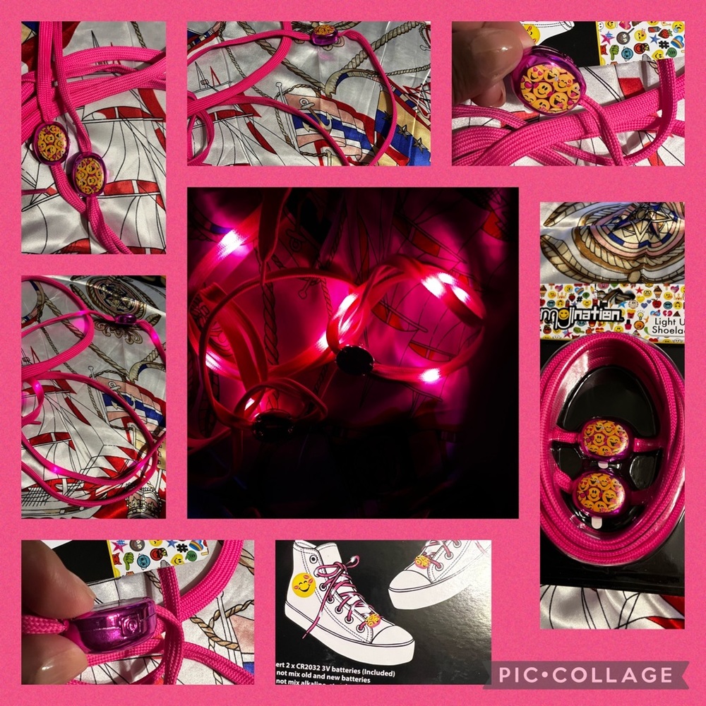 New Pink emojination light up shoelaces